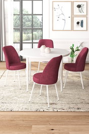 Hanah Home Juego de Mesa y Sillas de Comedor de 5 Piezas, Blanco y Burdeos